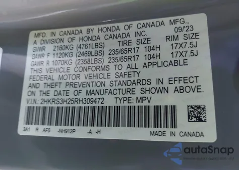 2024 Honda Cr-V Lx 2Wd из США, поврежденный, VIN 2HKRS3H25RH309472